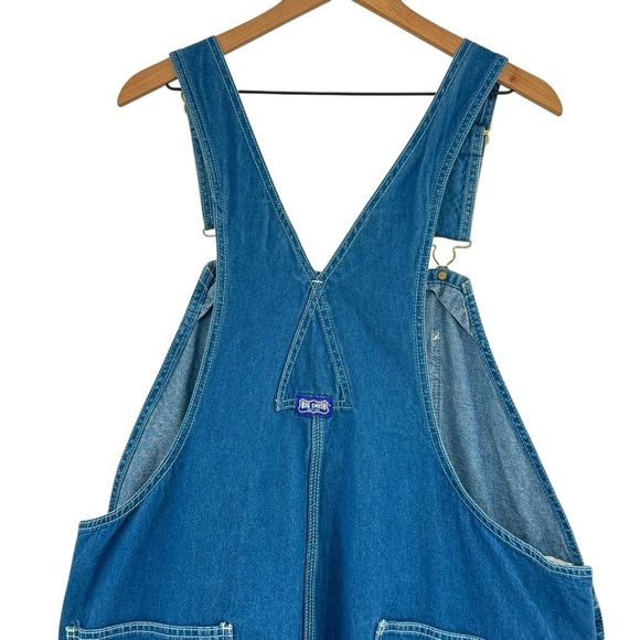 Unisex Big Smith Bib Overalls Workwear Oversized 100% Cotton Medium Wash Blue 44 - Picture 12 of 13
